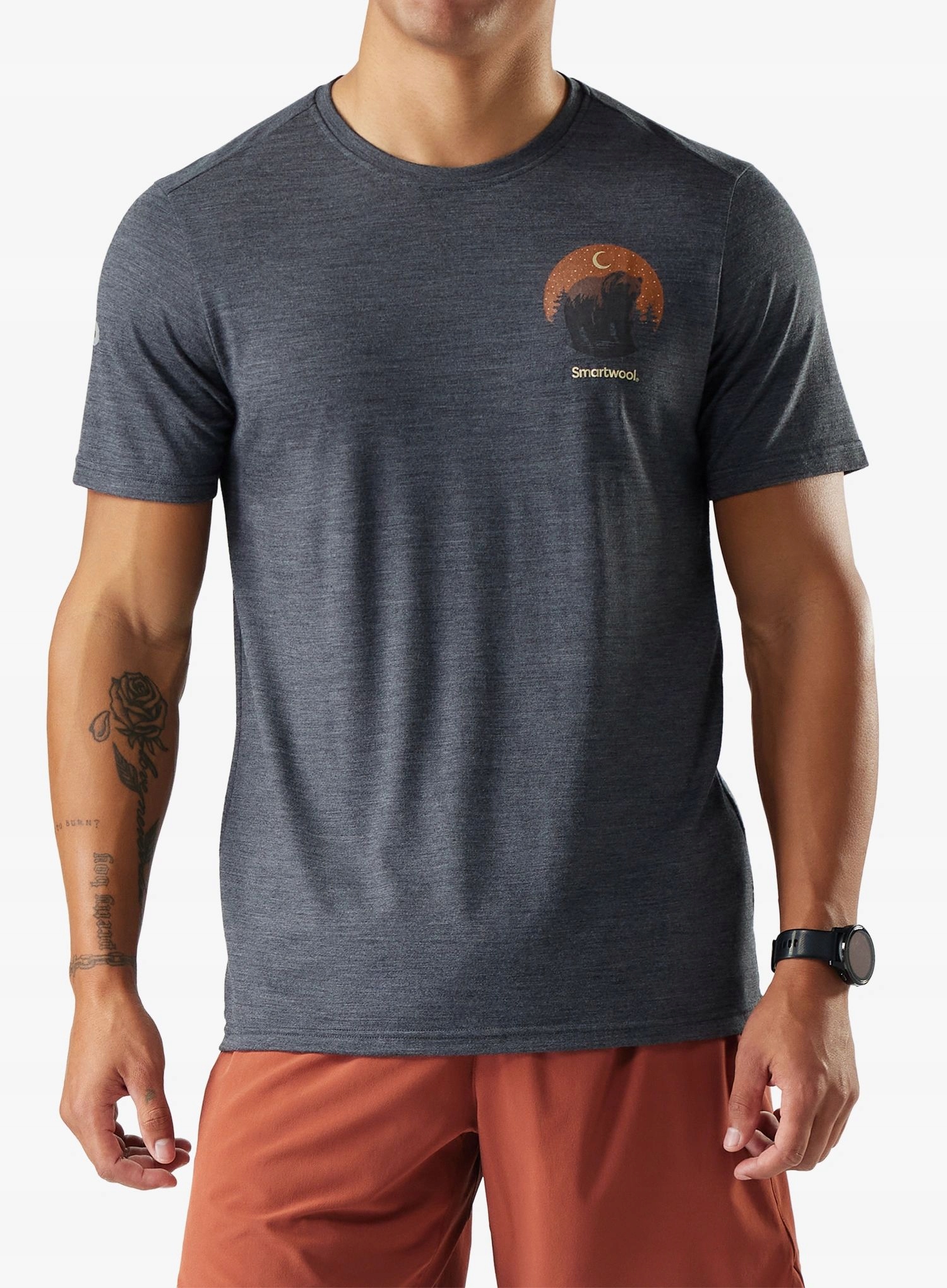 Merino tričko Smartwool Lunar Bear Active Ss Graphic Tee Charcoal S