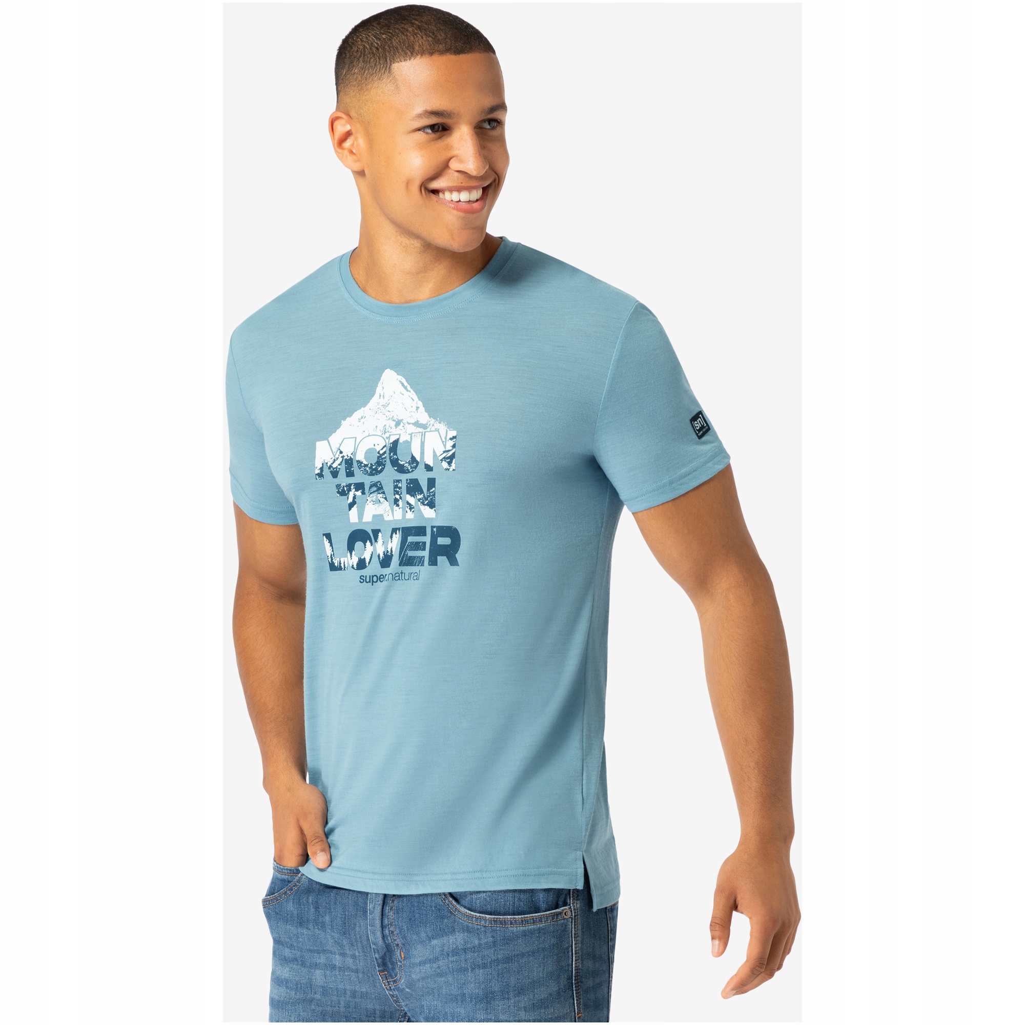 Koszulka męska T-shirt Super.natural M Mount Rundle Tee niebieska r. S