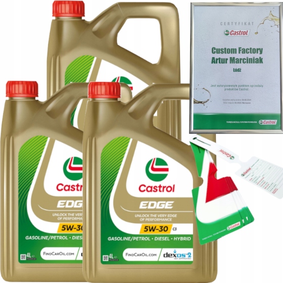 CASTROL EDGE 5W30 C3 12L TITANIUM DEXOS2 RN0700 RN0710 + ZAWIESZKA ...