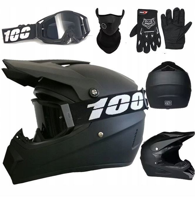 Kask Crossowy Na Crossa Motocykl Enduro Maska+Gogle+Rękawice Zestaw Kod XL