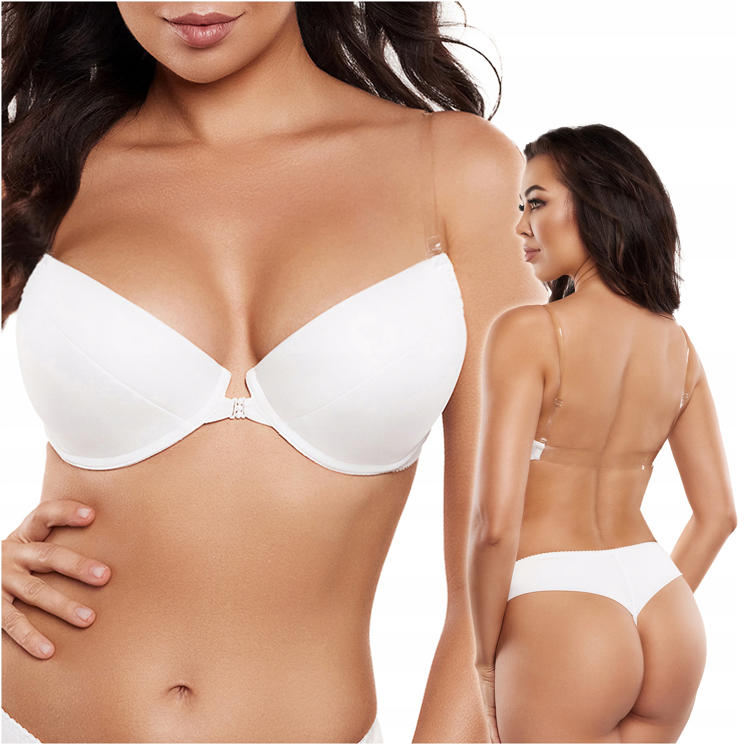 Biustonosz Push Up Biały 85B Silikonowy Tył Stanik Axami V-5770