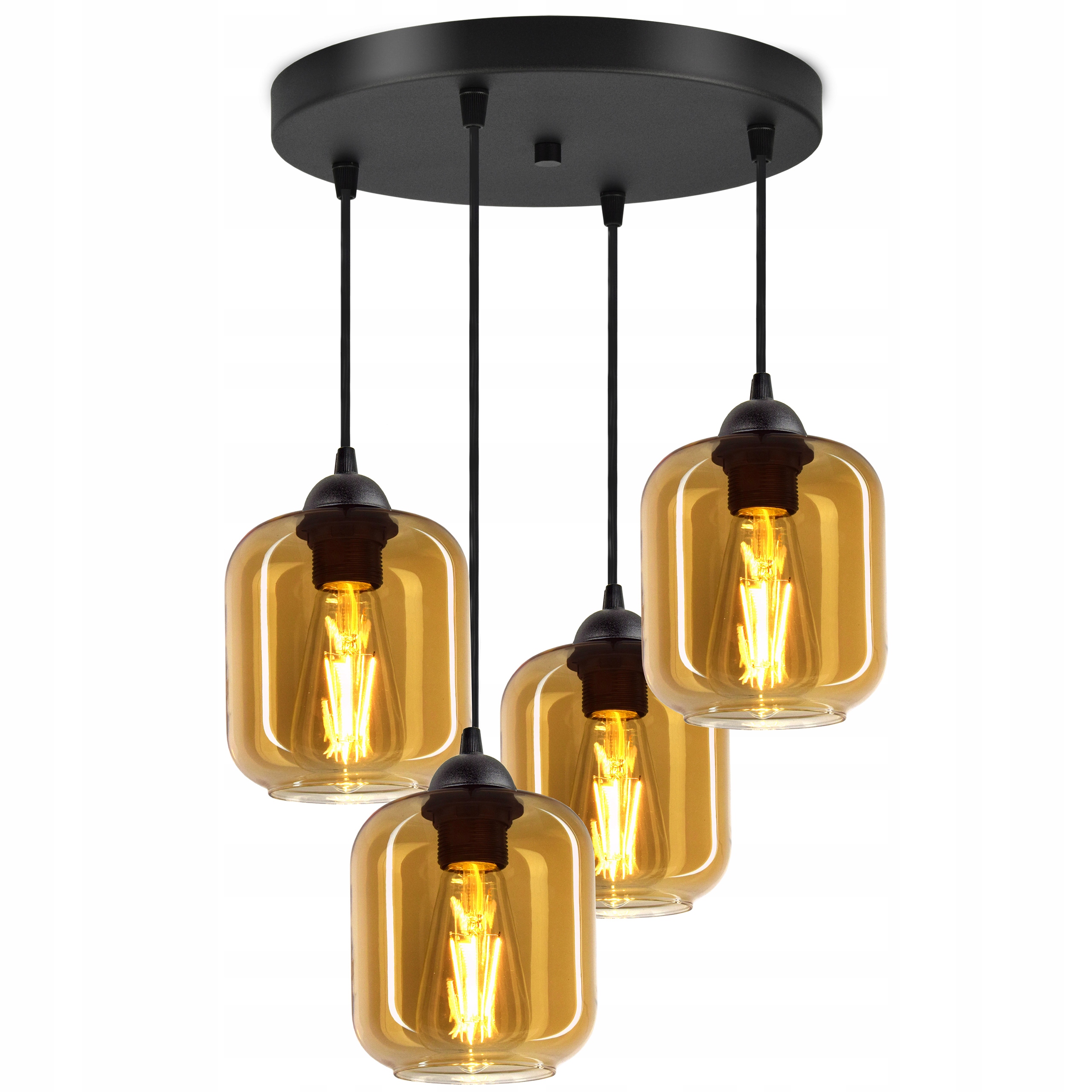 

Lampa Wisząca Żyrandol Plafon 4 Klosze Miód Led