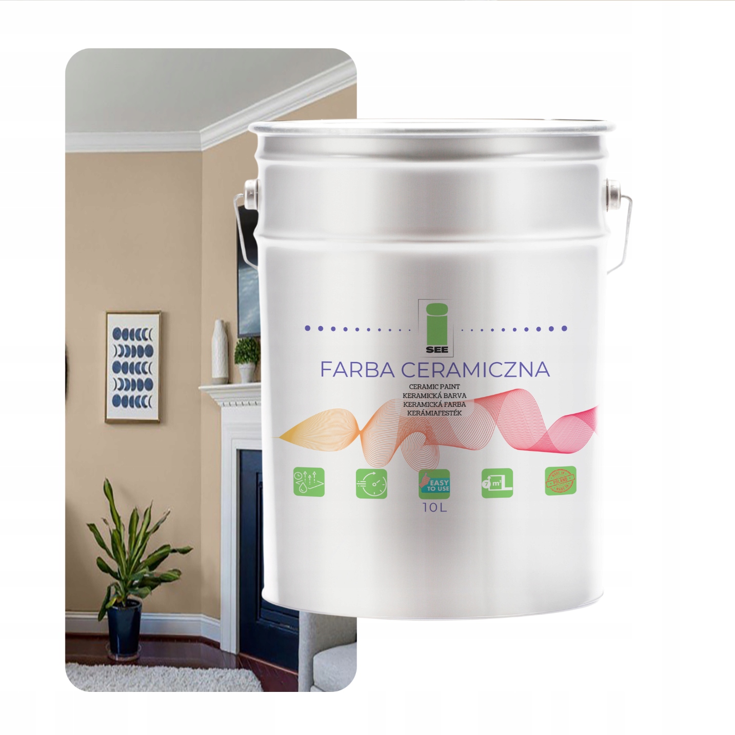 Keramická Farba Na Steny Umývateľná, Béžová, 10 L, Odolná Voči Škvrnám