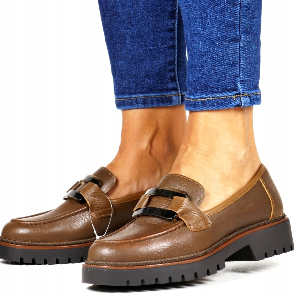 Hnědé Dámské Mokasíny Z Kůže Na Silné Podrážce, Pohodlné A Elegantní