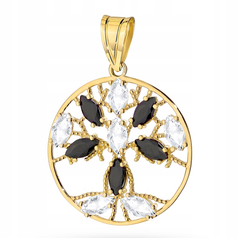 Zlatý Přívěsek Přívěsek pr. 585 Ažurové kolo Stromek se zirkony 14k