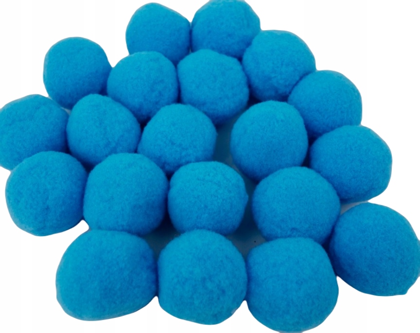 NIEBIESKIE POMPONY PLUSZOWE AKRYL POMPON 1CM 20SZT