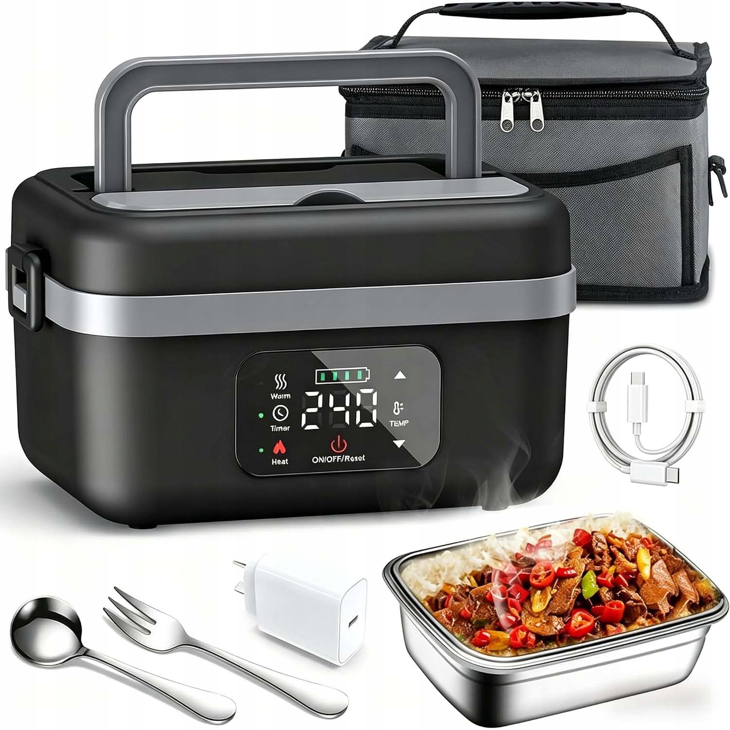 Elektrický Obědový Box Ohřívač Jídla, Nádoba 60 W, 1000 ML, Přenosná