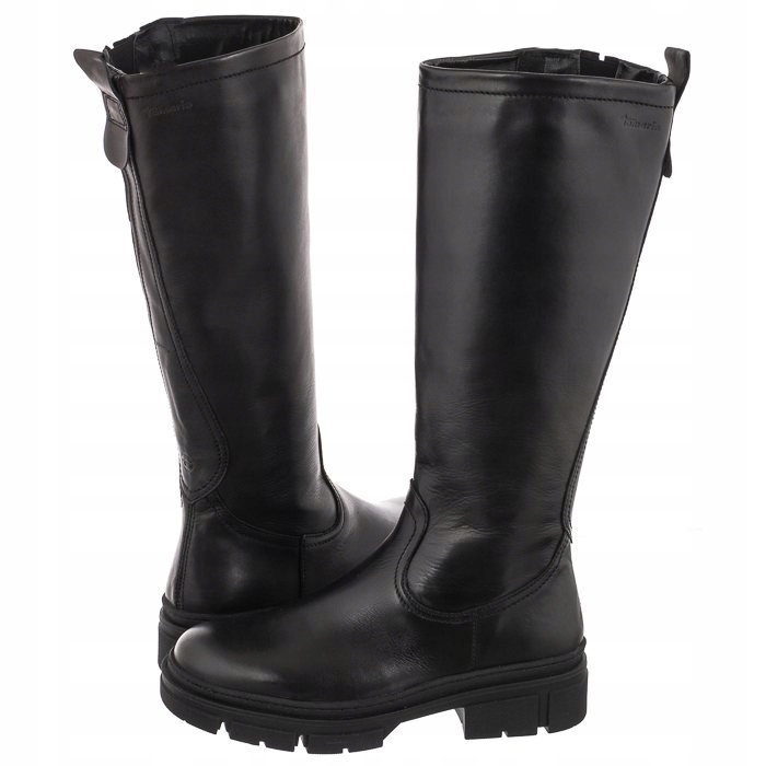 Dámské kožené kozačky Tamaris černé 1-25622-29, černé