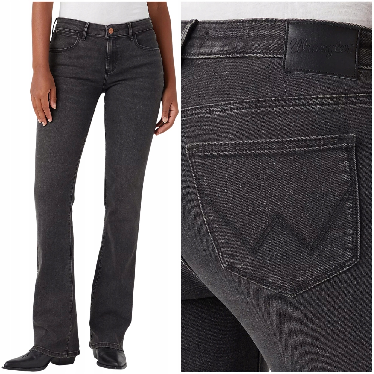 Wrangler Bootcut Mars rozšiřitelné šedé dámské džínové kalhoty W31 L32