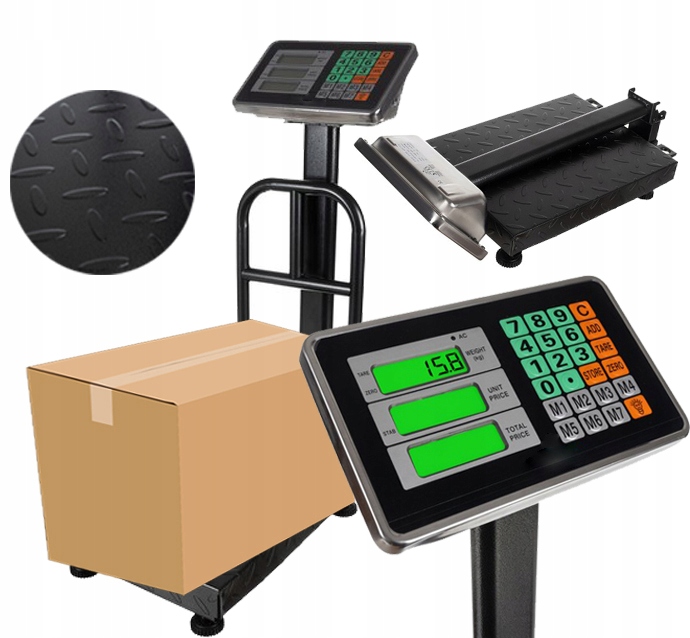 Elektronická váha Skladovací LCD Plošina Kovová Černá Obchodní 150 kg