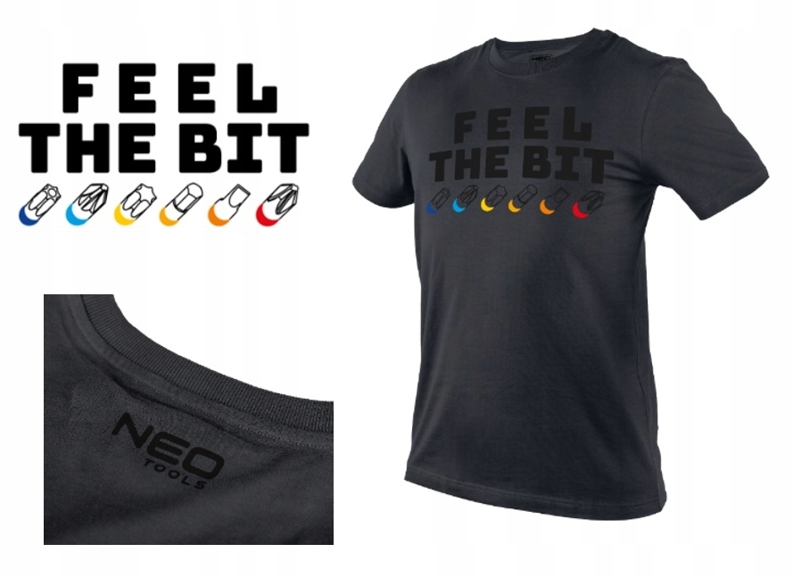 NEO Tools T-SHIRT Z NADRUKIEM, FEEL THE BIT, ROZMIAR M