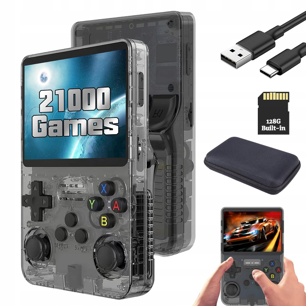 Mobilní Přenosná Konzola R36S 64BIT Quad Core 3.5 Ips 21000HER Paměť 16G