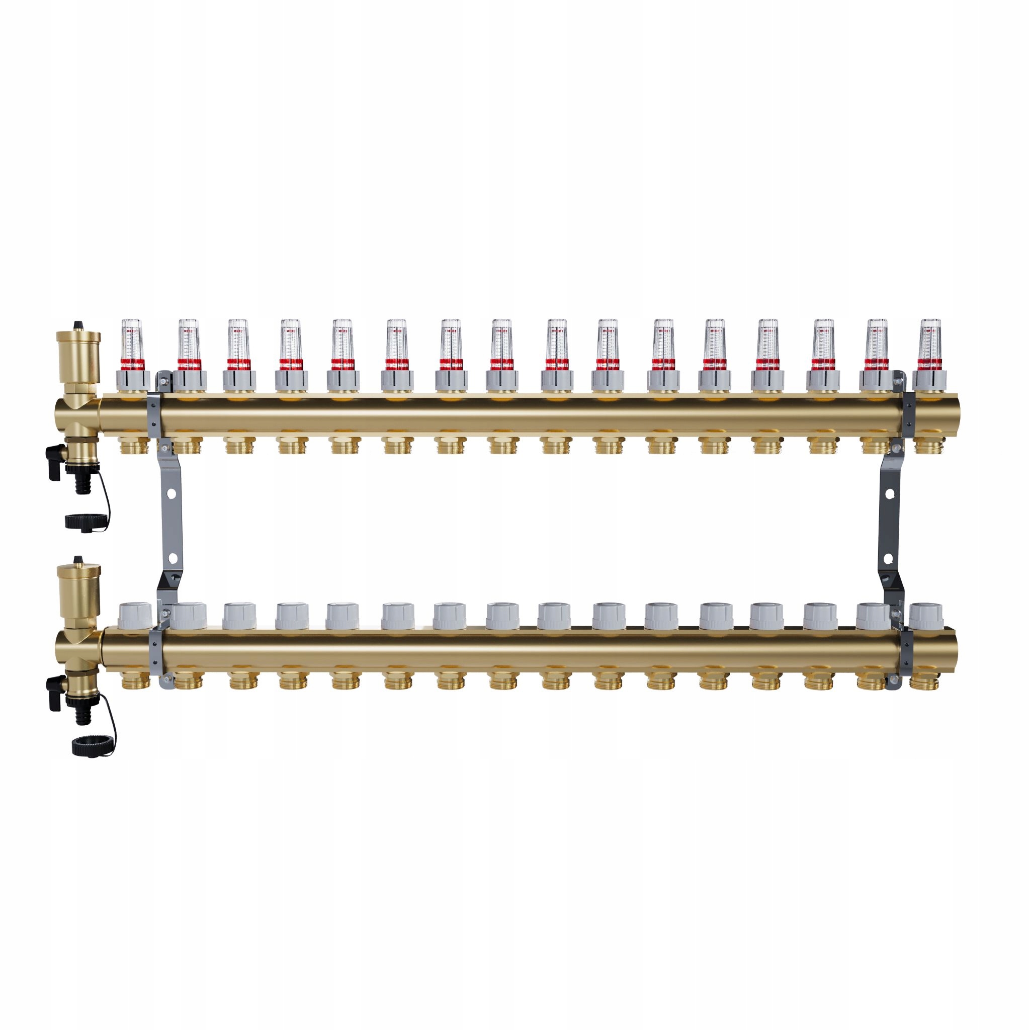 Mosazný 16-okruhový rozdělovač pro podlahové vytápění