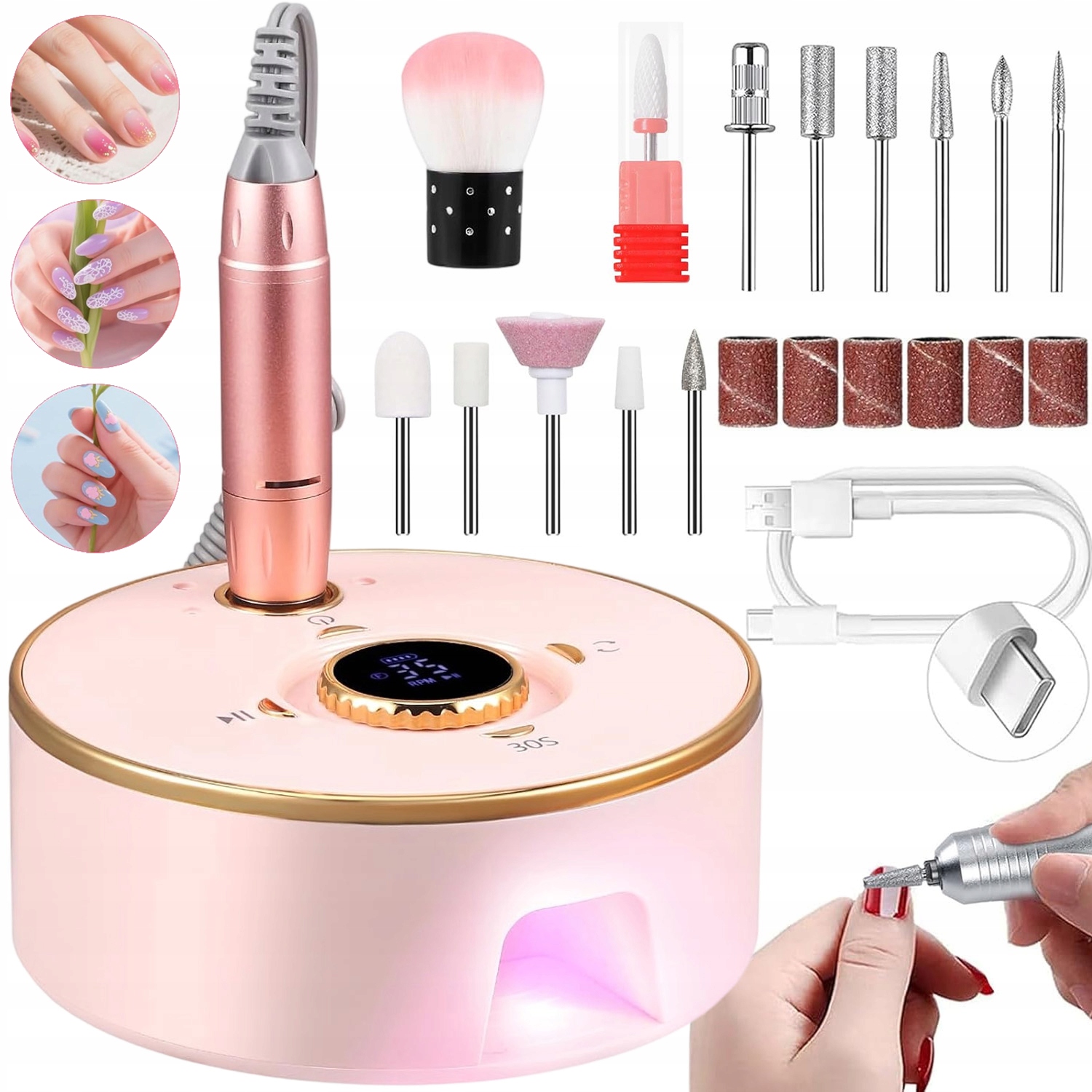 Bruska Na Nehty 35000 Ot./min Led S Nízkou Hladinou Hluku 2V1