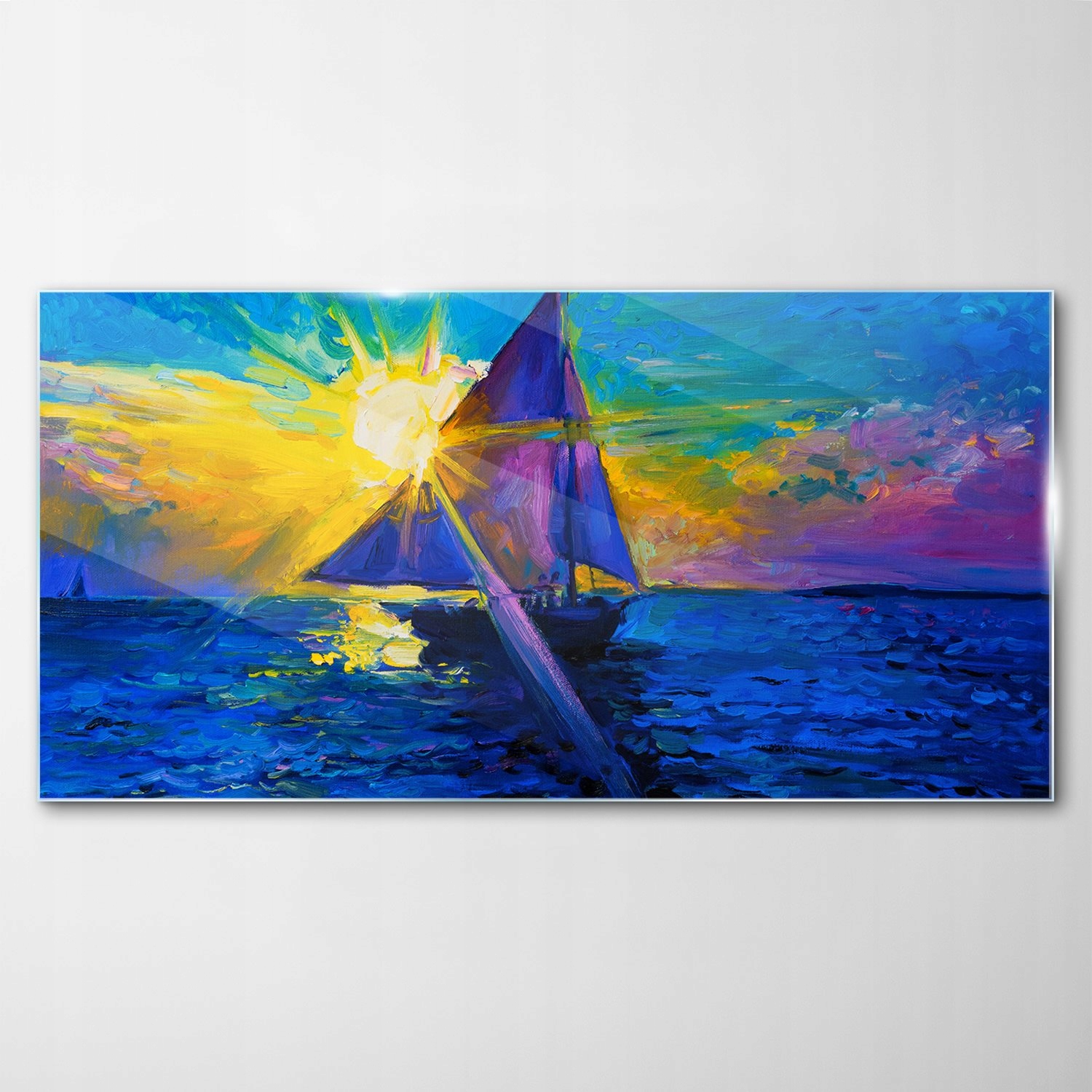 

Obraz Szklany Dekor Łódka Wschód Słońca 140x70