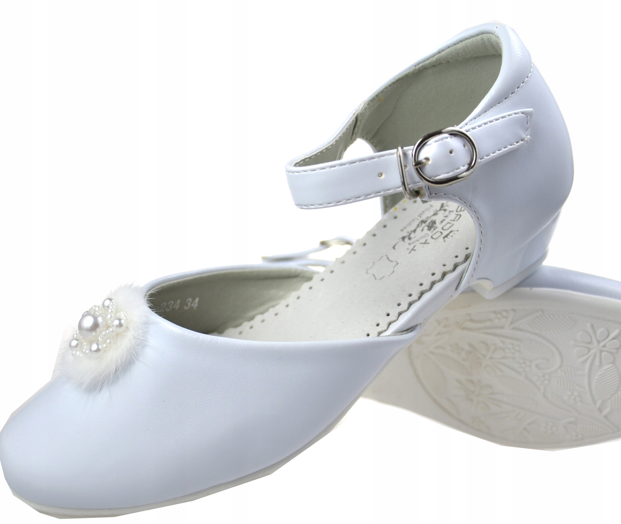 PANTOFELKI Komunijne obcas Perełki SKÓRA BIAŁE r32 Kod producenta KOMUNIJNE