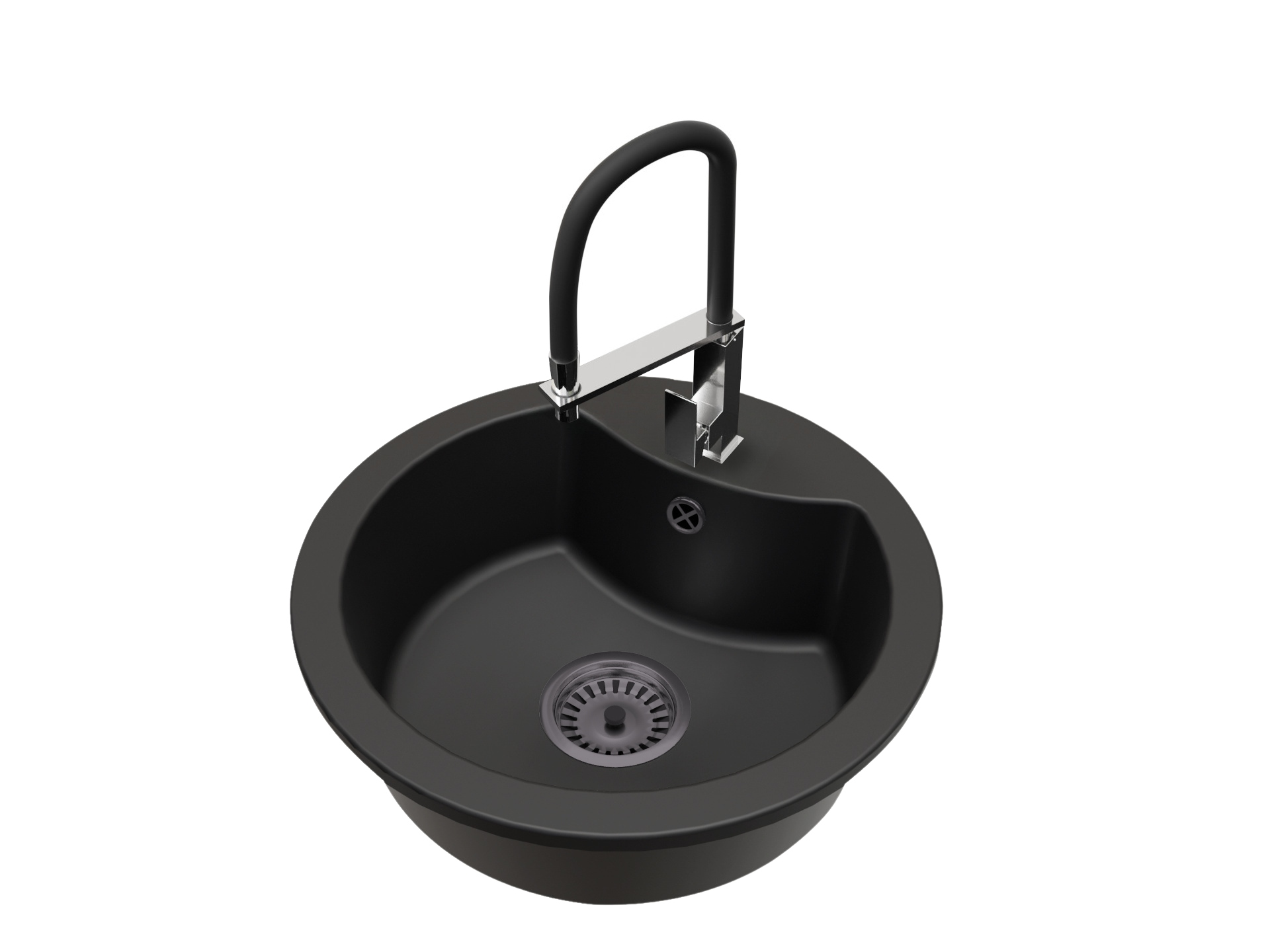 Kuchyňský dřez Jednokomorový Mila Sifon Černá Baterie Luk Chrom