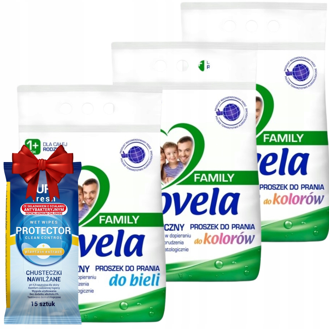 Lovela Family prací prášek na bílé a barevné prádlo 2,1 kg x 3 Dárek