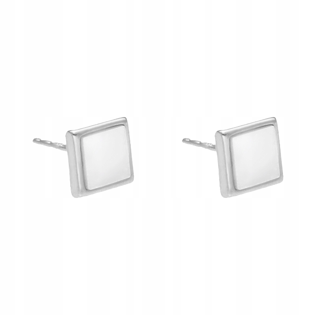Náušnice čtverce s perleťovou hmotou stříbro rhodiované