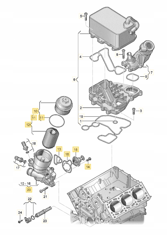 OBUDOWA FILTR TERMOSTAT TOUAREG AUDI Q5 Q7 3 0TDi Part number 059115389G