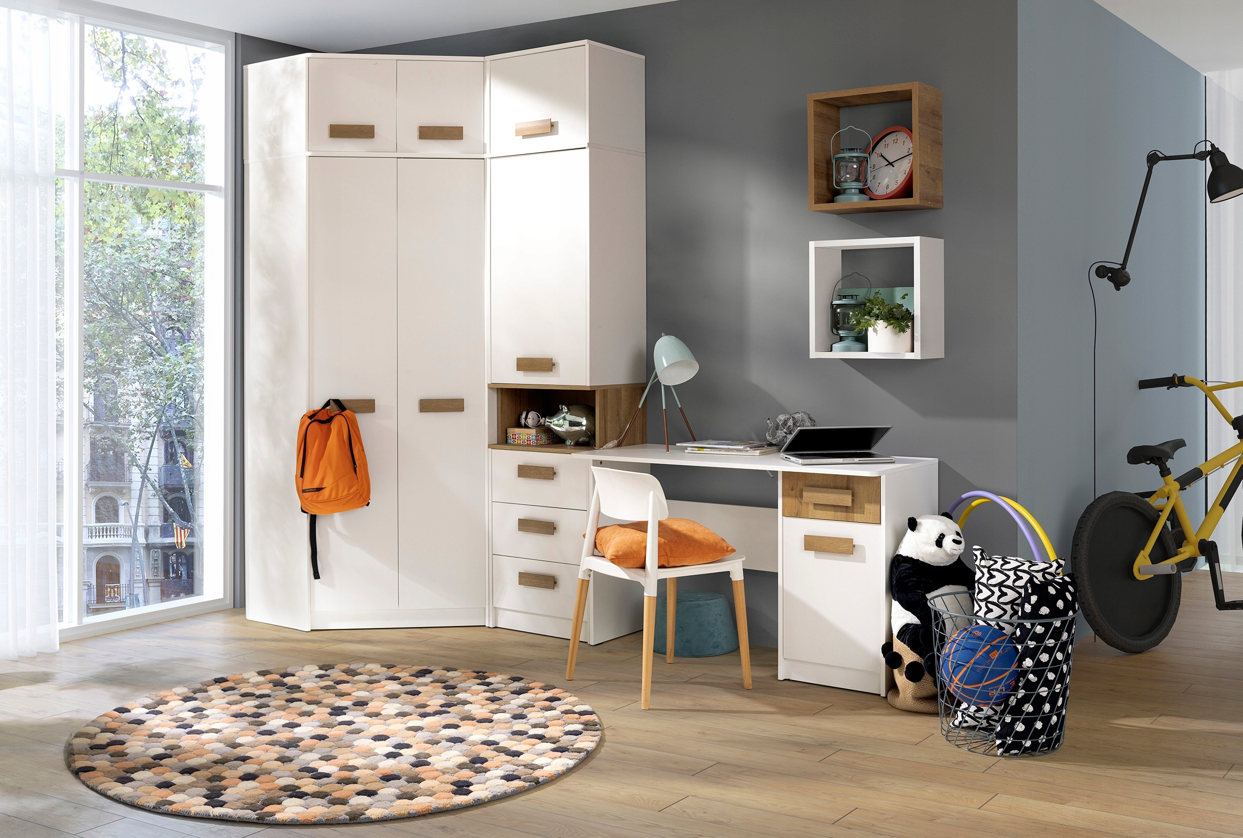 meble młodzieżowe biała szafa narożna GRANT G8 Kolekcja grant