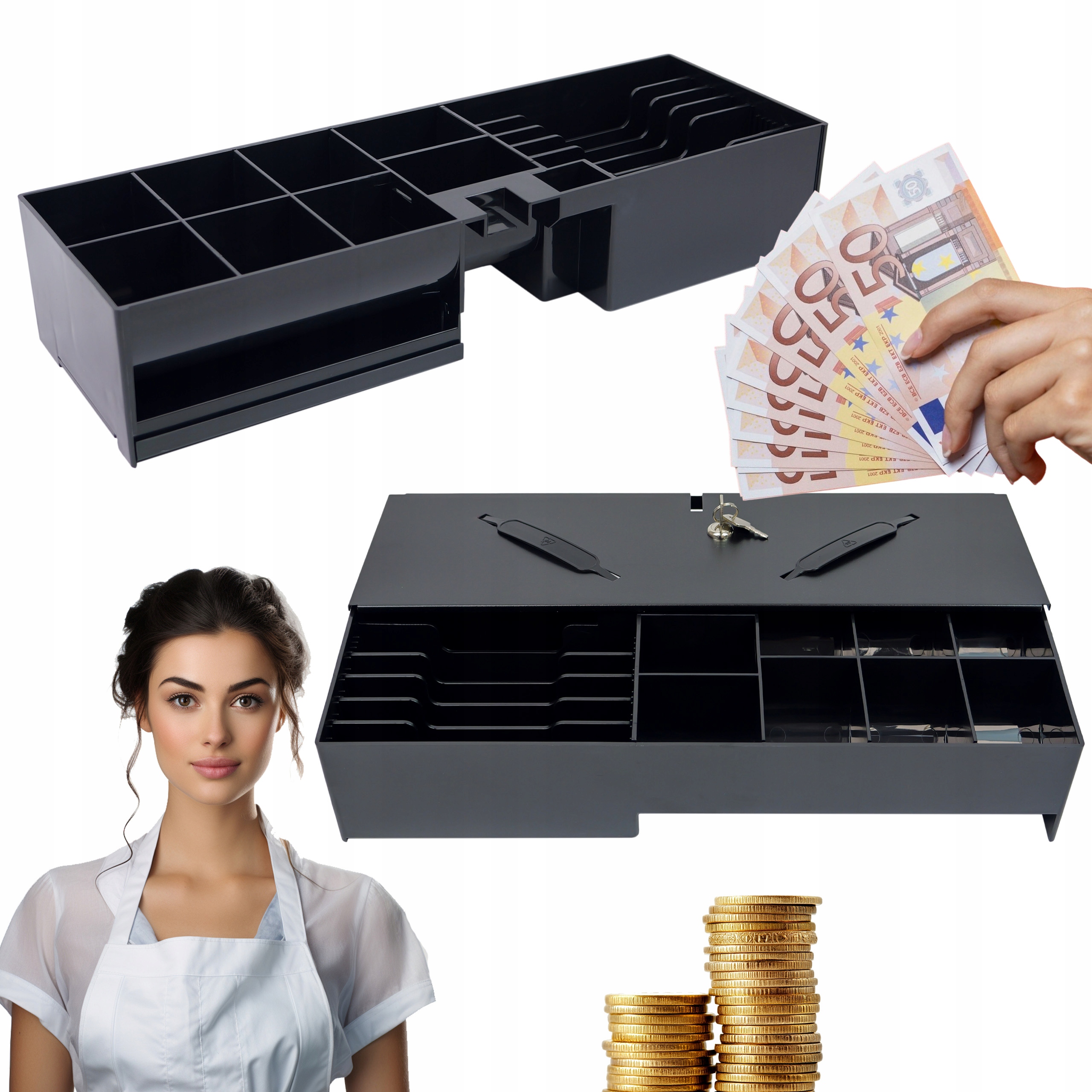 Organizér Do Šuplíku Na Peníze Pokladní Zásobník uzamykatelný na klíček, víko