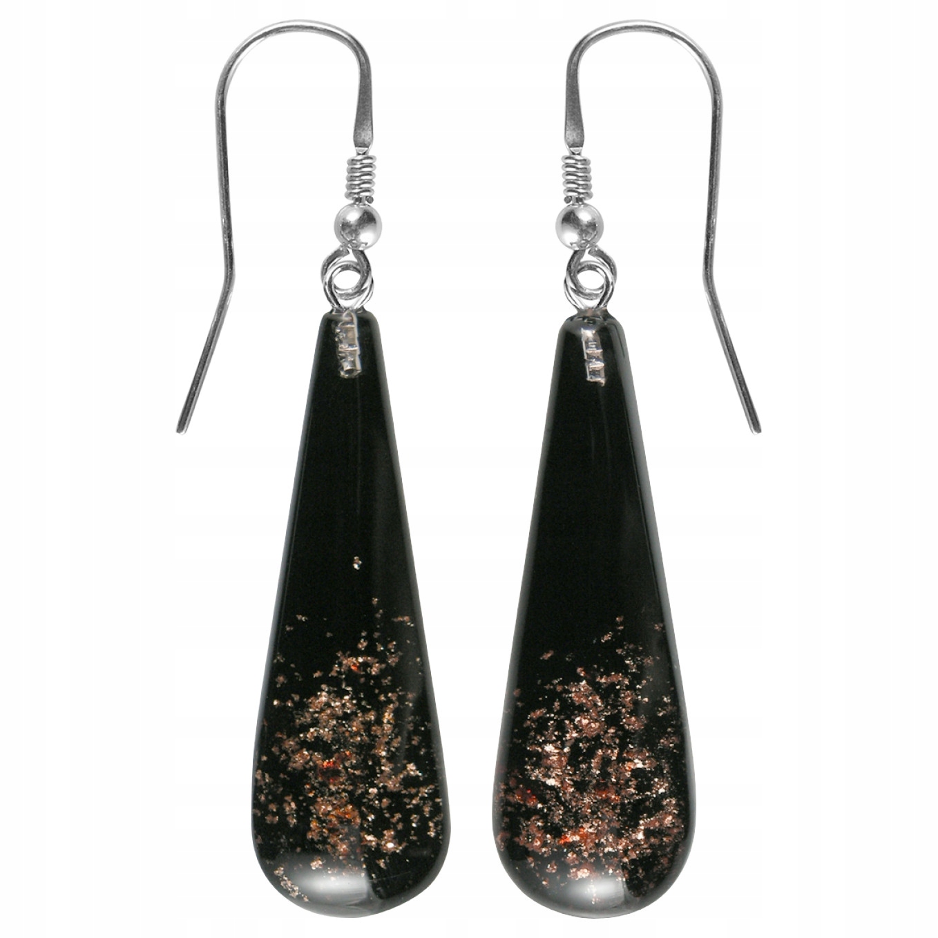 Dámské černé Náušnice Harf, muránské sklo