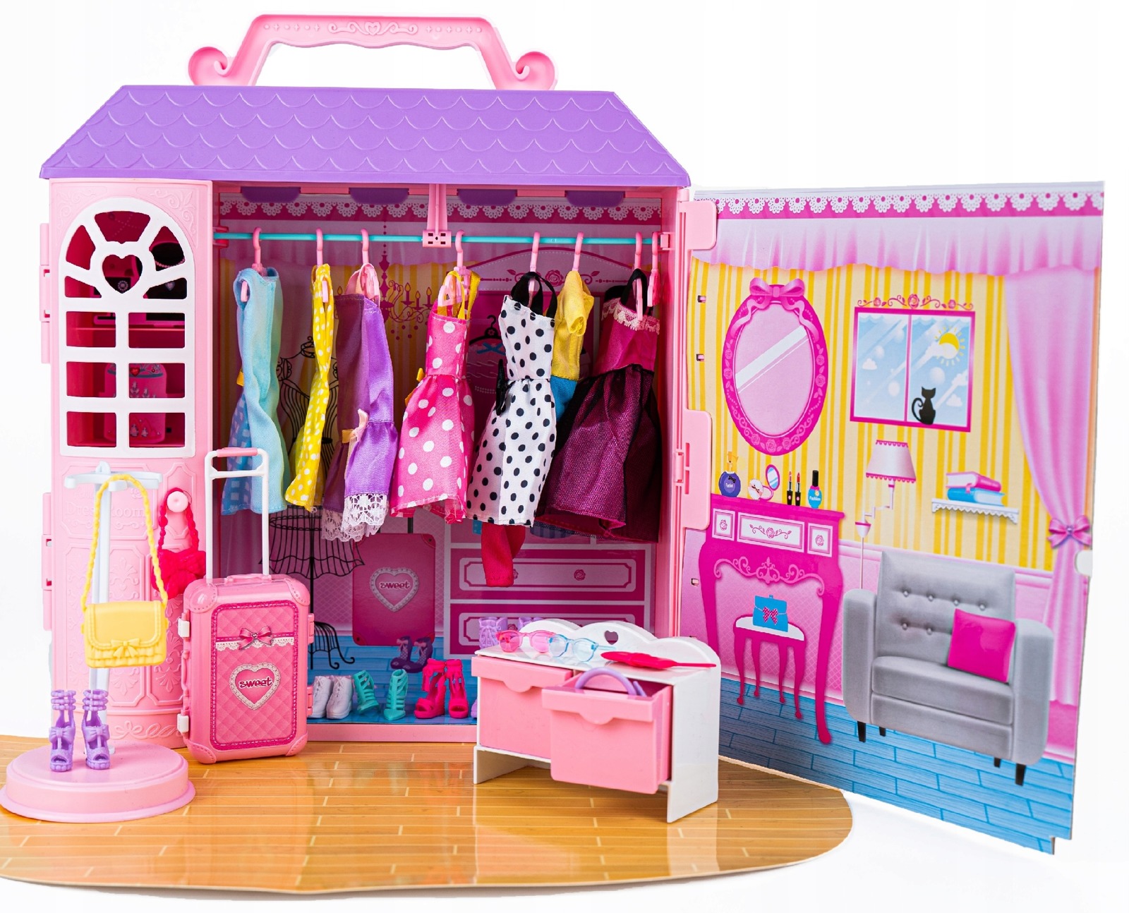 GARDEROBA WALIZKA SZAFA Z UBRANIAMI MEBLE LALKA Kod producenta LT125