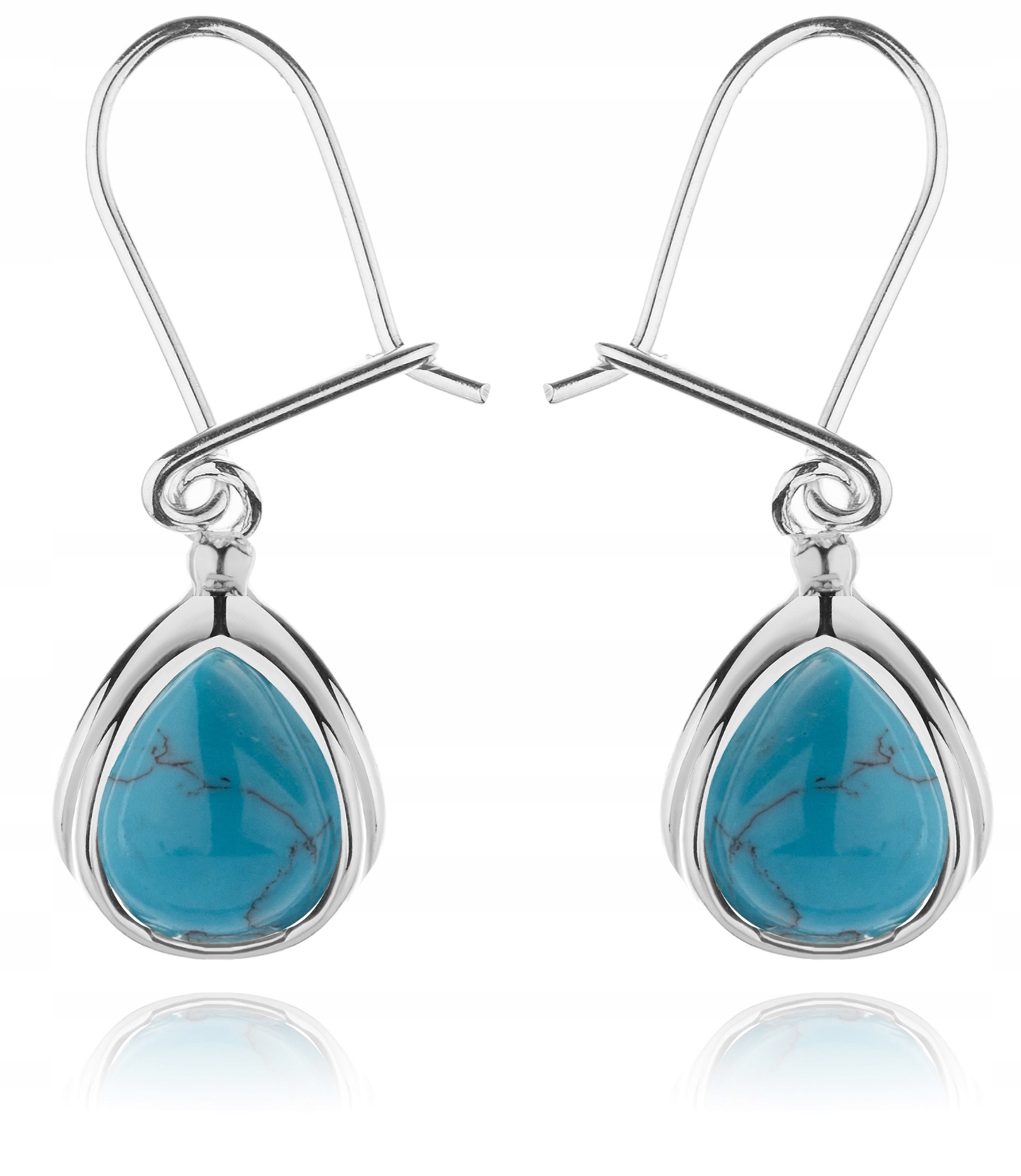 

Srebrne Delikatne Wiszące Kolczyki Z Turkusami 925