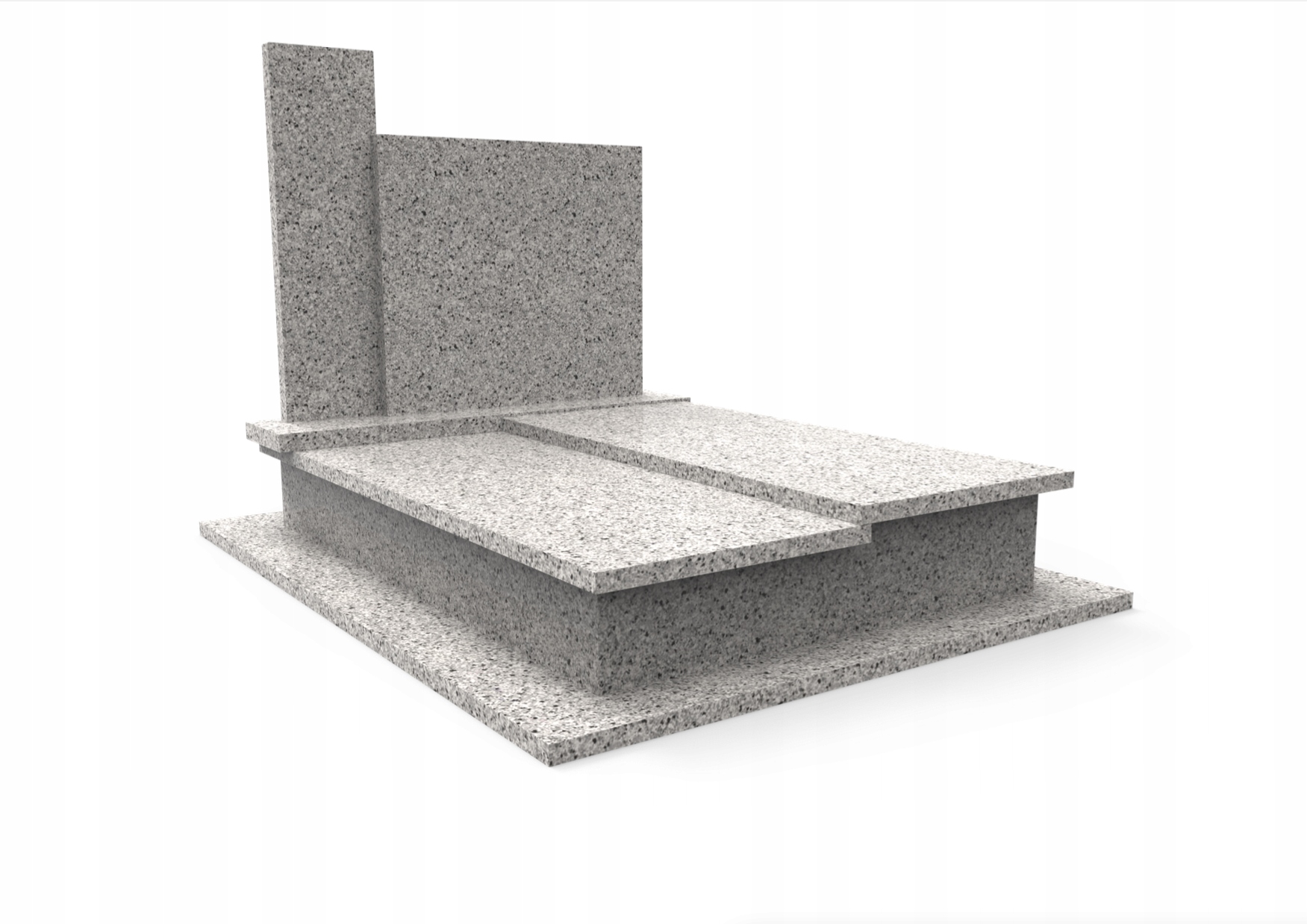 Granitový náhrobek, dvojitý památník Premium, krásný, jednoduchý, světle šedý