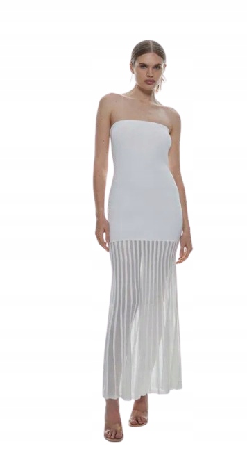 Karen Millen Bílá Tužková Šaty Bez Rukávů Maxi Petite M B1K