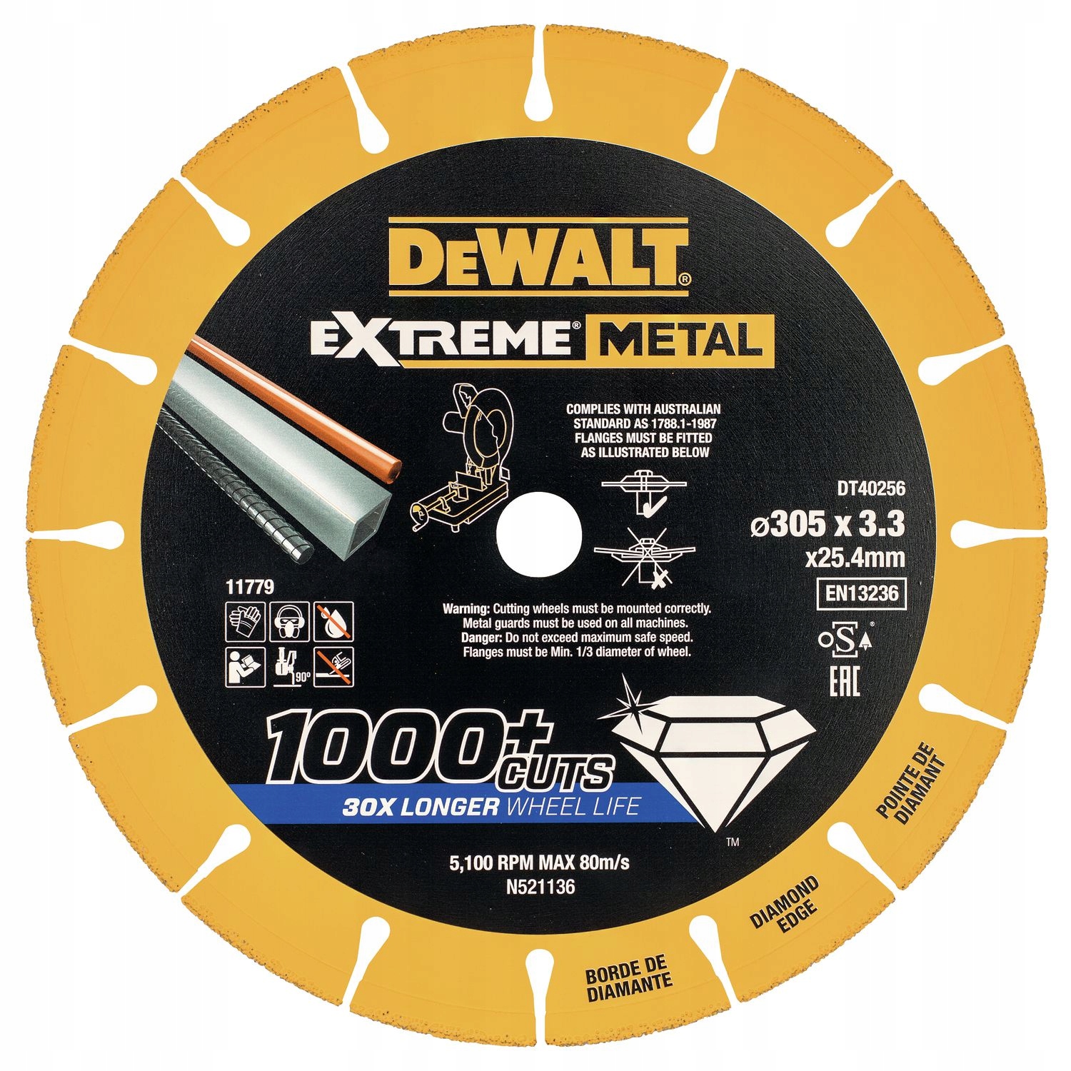 

Tarcza cięcia metalu 305 x 25,4mm DeWalt DT40256