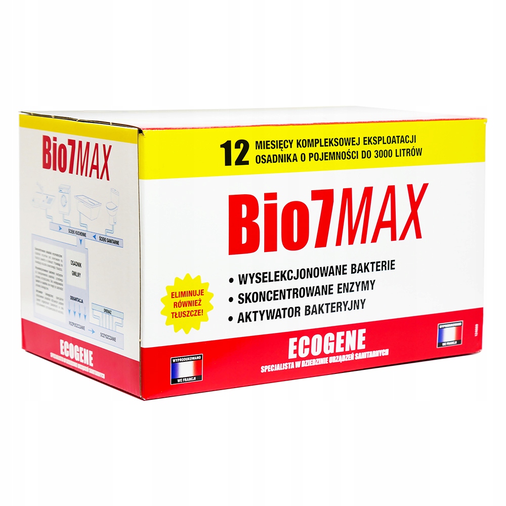 BIO7 MAX 2kg BAKTERIE DO OCZYSZCZALNI ECOGENE Bakterie Bio7 Max na TŁUSZCZE Stan opakowania oryginalne