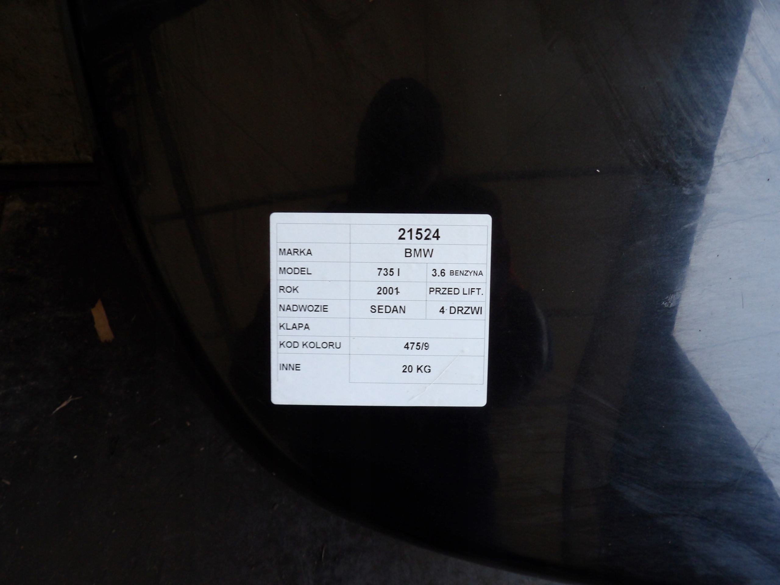 BMW 7 E65 boot doors lak. 475/9 sedan