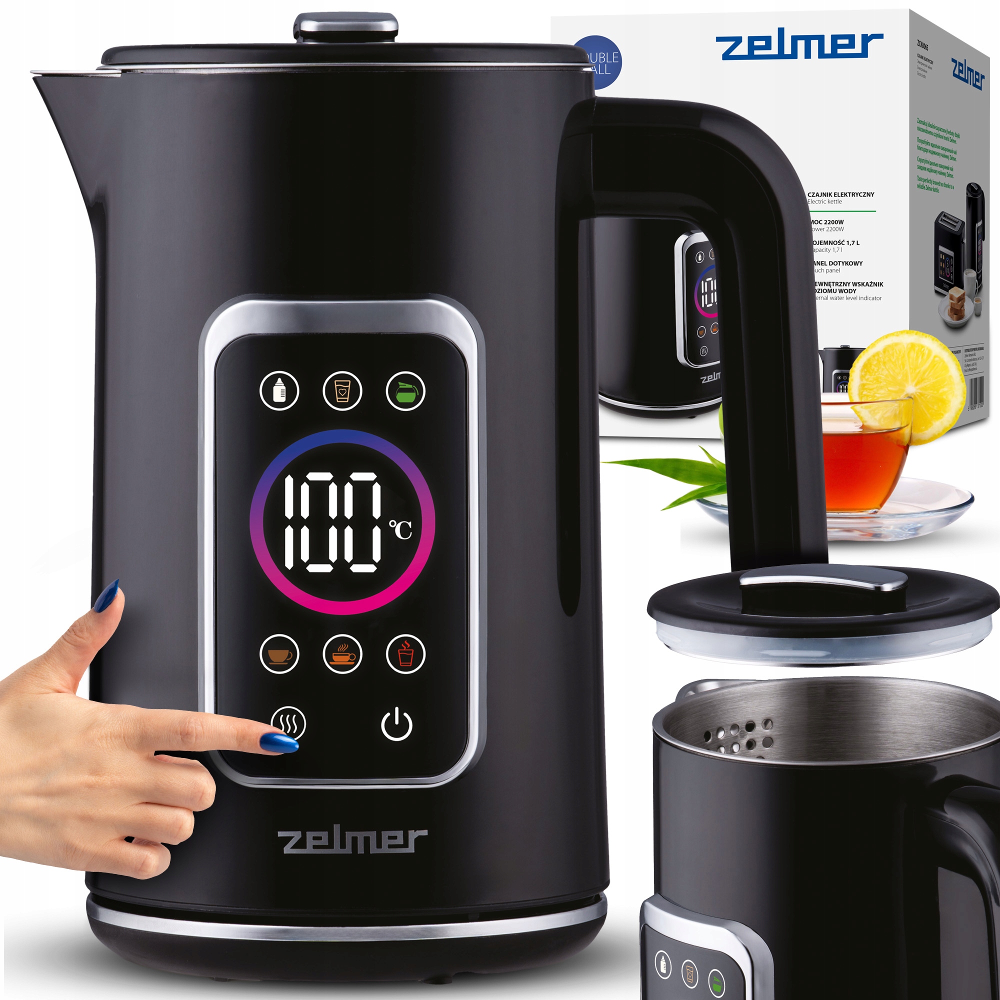 Czajnik Elektryczny Zelmer Regulacja Temperatury Strix Dotykowy 1,7L 2200W