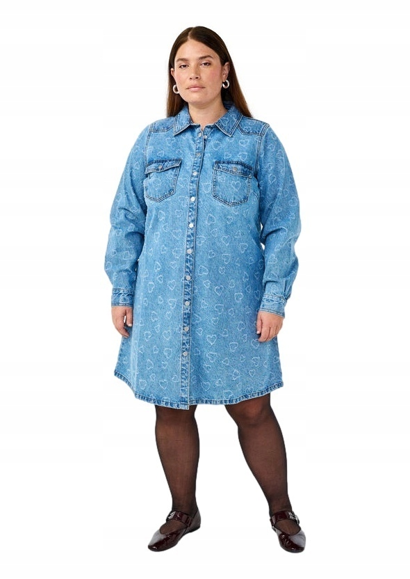 Košile Zizzi Džínová Šaty Knoflíky Vzor 044C 44