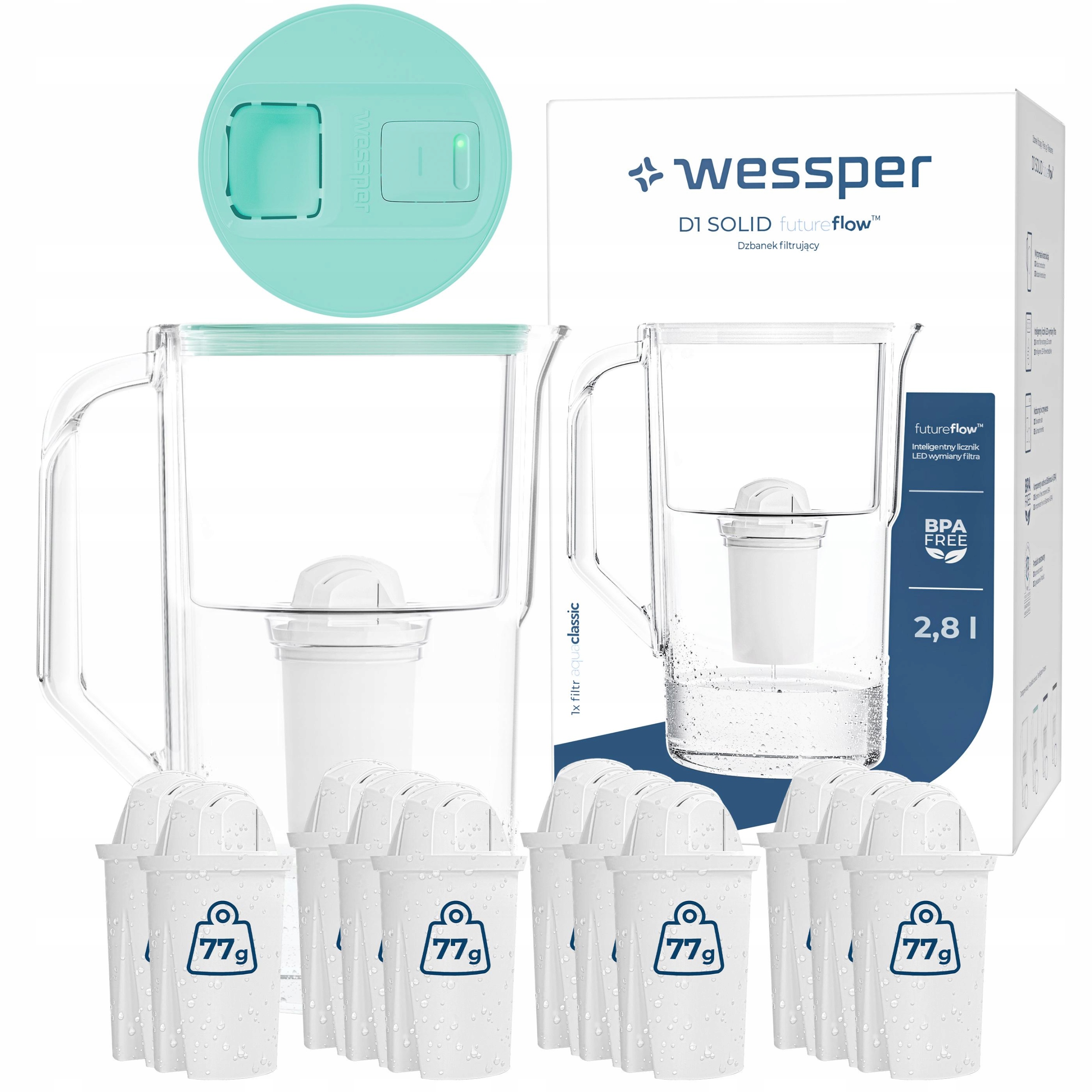 Filtrační konvice s Led počítadlem na vodu Wessper D1 Solid 2,8 l 12 x filtr