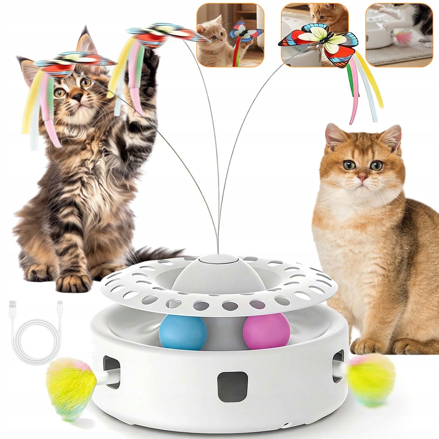 Hračka Pro Kočky Interaktivní Pohyblivý Motýl Inteligentní Automatizace 3V1