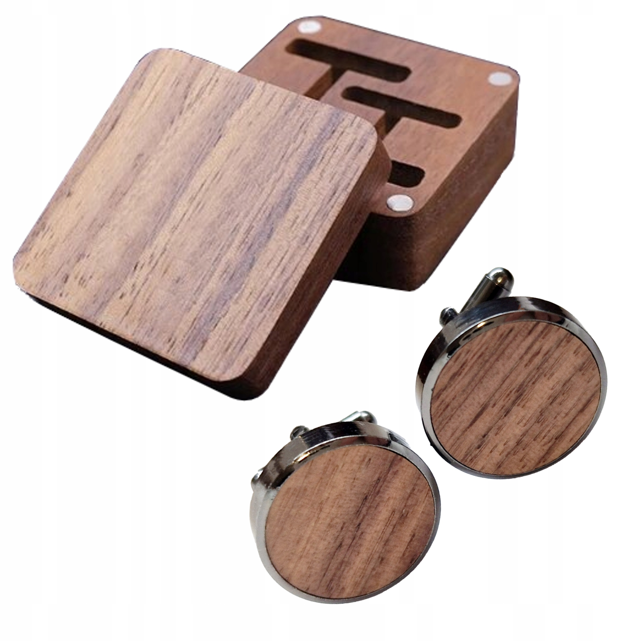 

Spinki Do Mankietów Koszuli Drewniane W Pudełku