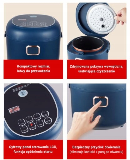 Ryżowar samochodowy 2l Multicooker 12V 24V TIR BUS LCD timer Marka MVM