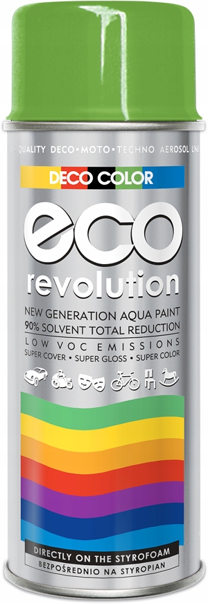 Farba lakier spray Eco Revolution Zielony jasny RAL6018 połysk Eko