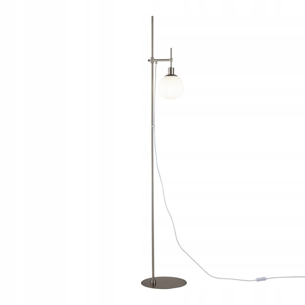 Stojací podlahová lampa nikl bílá skleněná koule nastavitelná 155 cm Maytoni