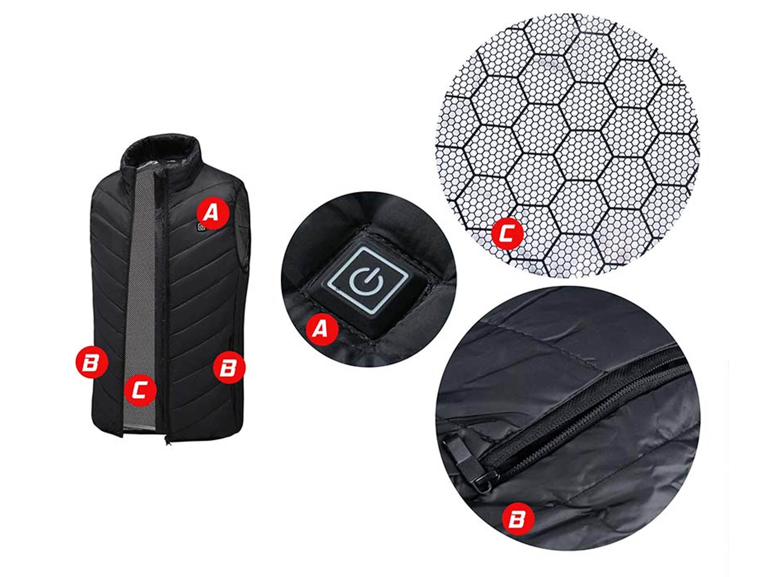 CIEPŁA KAMIZELKA PODGRZEWANA OCIEPLANA USB L 45C Rozmiar S/M