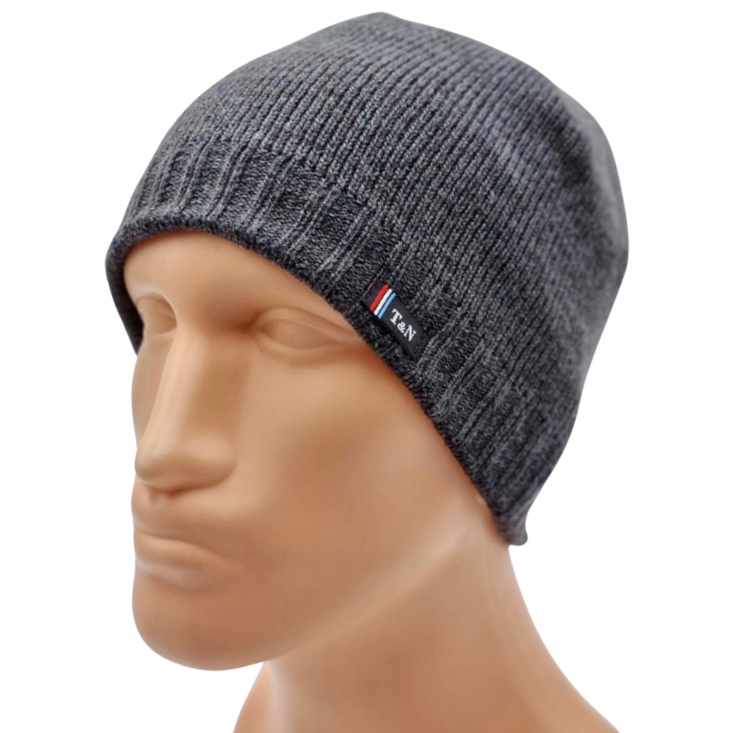 Czapka ZIMOWA męska SZARA GRAFITOWA beanie GRUBA OCIEPLANA ciepła ROBOCZA