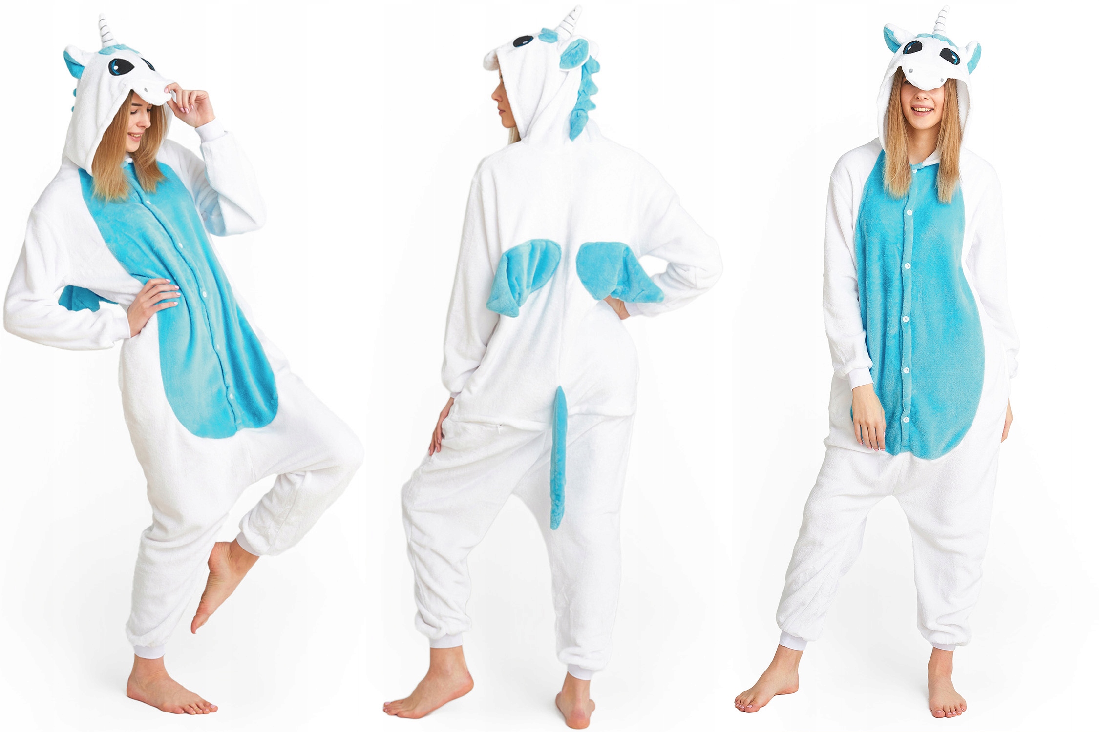 KOMBINEZON JEDNOCZĘSCIOWY PIŻAMA KIGURUMI JEDNOROŻEC BLUE S ONESIZE
