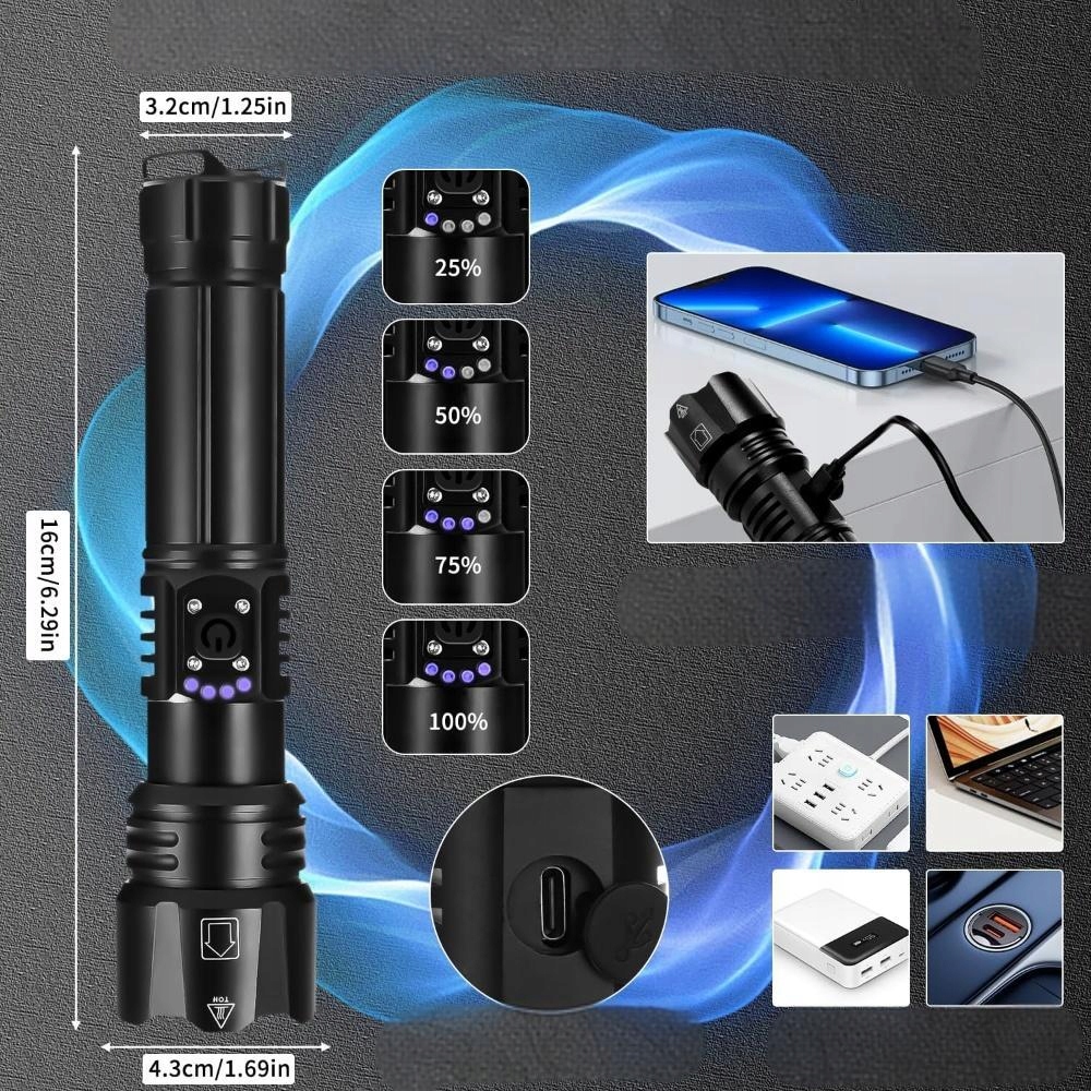 LATARKA LED TAKTYCZNA - 3000 LUMENÓW POLICYJNA WOJSKOWA WODOODPORNA Klasa wodoszczelności IPX 6