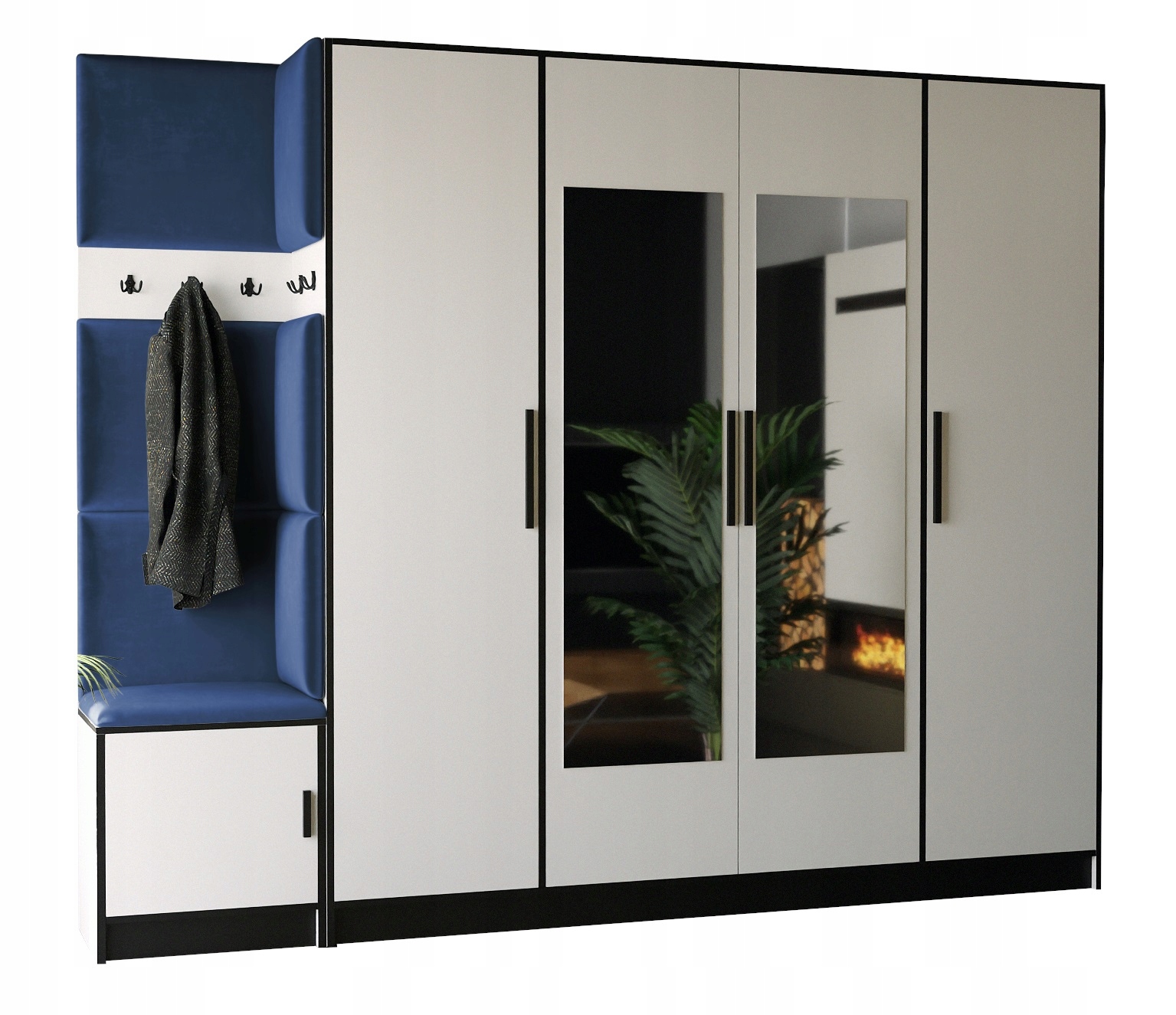 Šatní skříň Dior 15 sedák čalouněný panel
