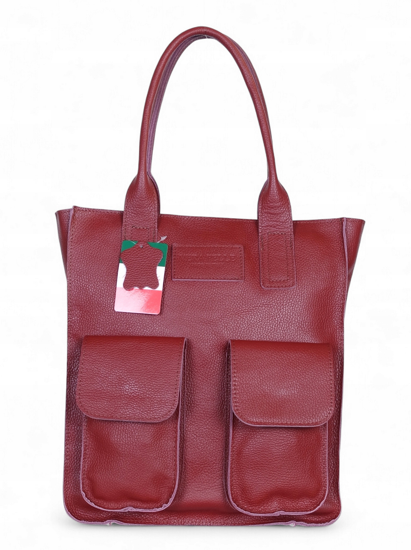 Vera Pelle Italská kožená taška velká Shopper Bag Přírodní kůže Bordo