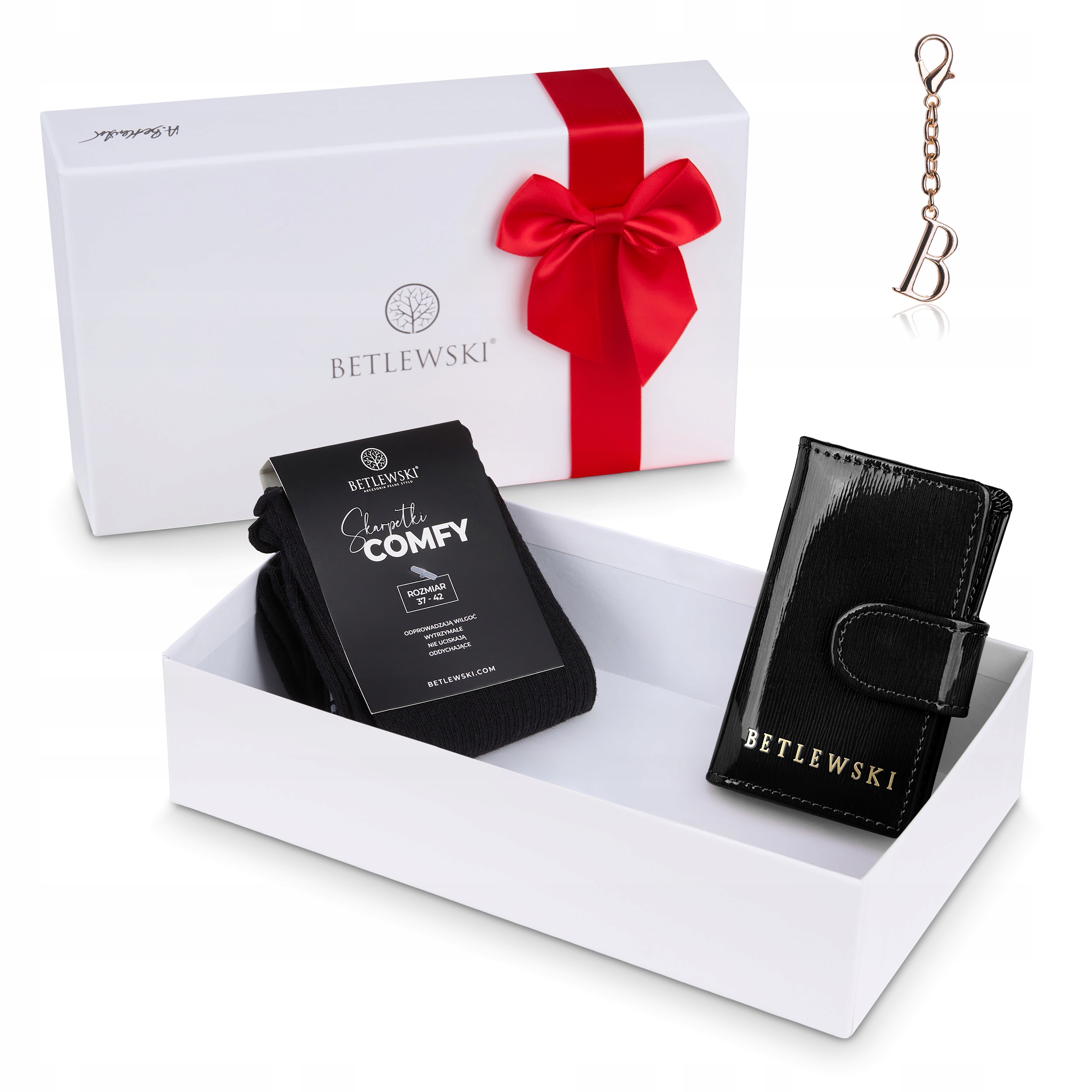 Betlewski ozdobný dárkový balíček pro ženu: ponožky a pouzdro na klíče