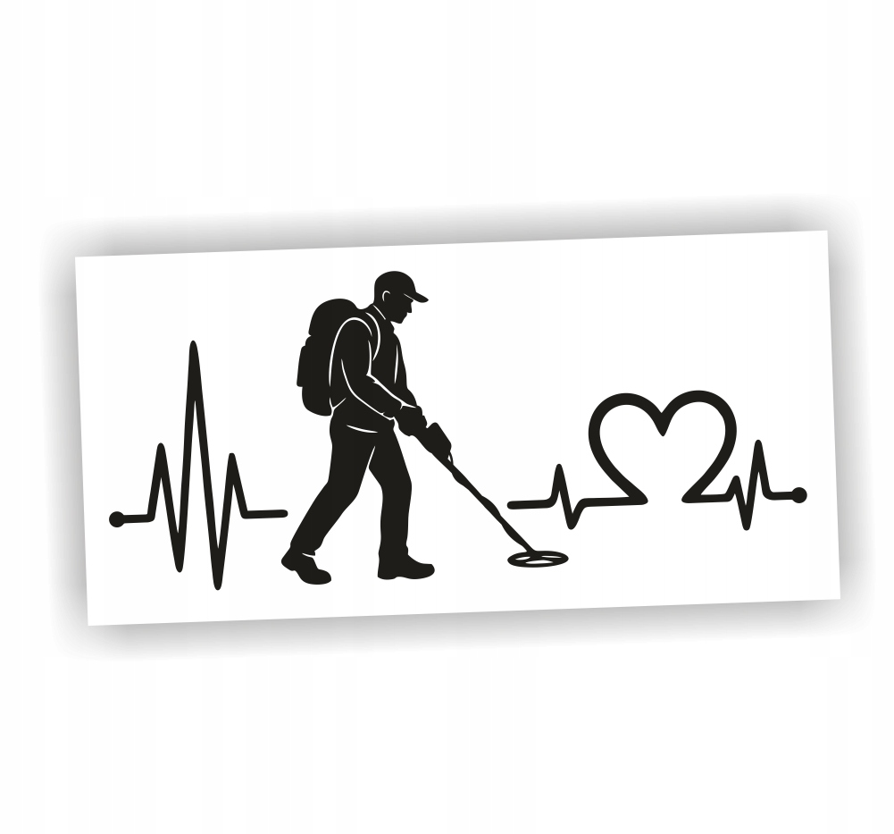 Naklejka Poszukiwacz Z Wykrywaczem kolor Czarny detektorysta puls naklejki!